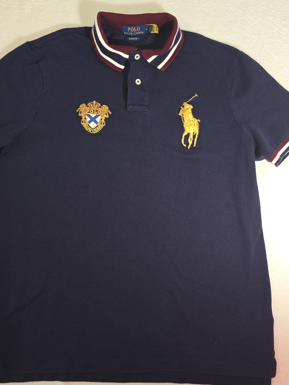 Polo Ralph Lauren Big Pony Navy Blue Short Sleeve Shirt Men's Size M Preppy